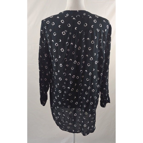 Rock Flower Paper Womens Top Small Black White Modal Long Sleeve Blouse Button - Picture 6 of 10